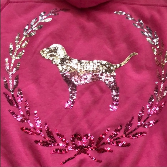 VS PINK BLING FAUX FUR FULL ZIP JACKET SZ M 2009 COLLECTION FULL ZIP AND BUTTON - Picture 2 of 14